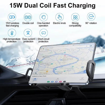 Car Wireless Charger Dual Coil Fold Screen Car Fast Charging Stand for Samsung Galaxy Z Fold 6 Flip 3 Air Vent Car Phone Holder