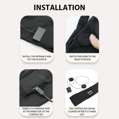 Wireless Bluetooth Headband Sleeping Headphones Sports Earphone/Headscar Music Hat with HD Stereo Speakers Eye Mask  for Side Sl