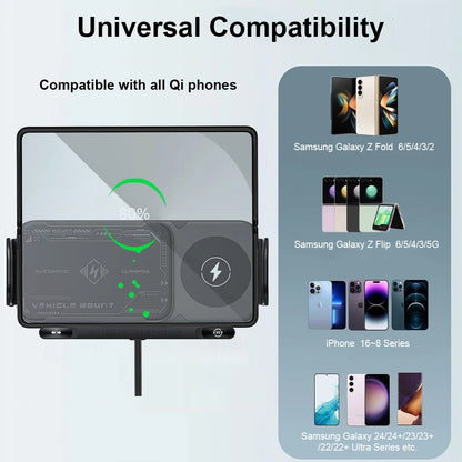 Car Wireless Charger Dual Coil Fold Screen Car Fast Charging Stand for Samsung Galaxy Z Fold 6 Flip 3 Air Vent Car Phone Holder