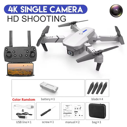 2025 E88 Pro WiFi FPV Drone - Single/Dual 4K/1080P Camera, Wide-Angle HD, Altitude Hold, Foldable Quadcopter RC Helicopter Toy
